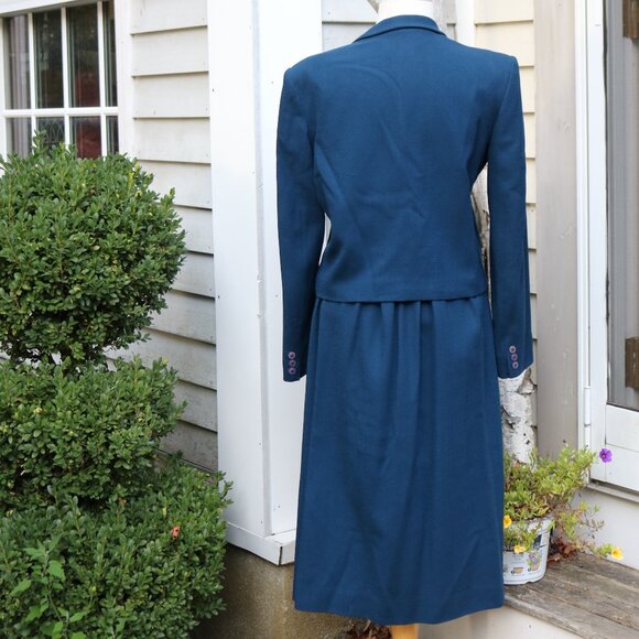 Jones New York Persian Blue Wool Crepe 2 Piece Midi Skirt Set Sz 12 - Picture 3 of 8